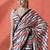 White ready to wear satin floral digital printed saree