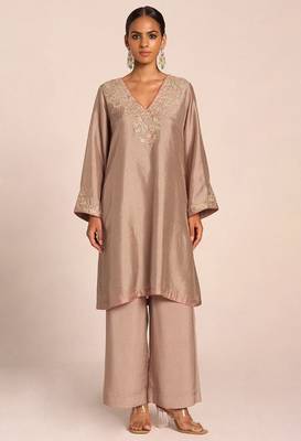 Grey print and embroidered festive co-ord set 1