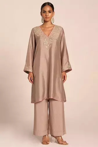 Grey print and embroidered festive co-ord set