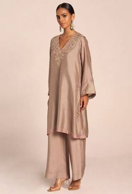 Grey print and embroidered festive co-ord set 2