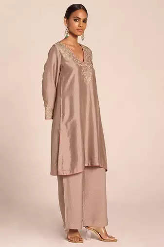 Grey print and embroidered festive co-ord set
