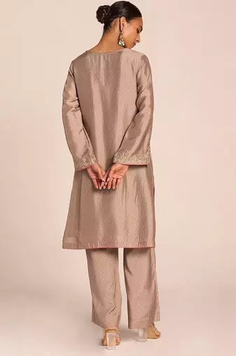 Grey print and embroidered festive co-ord set