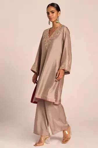Grey print and embroidered festive co-ord set