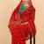 Red stripped embellished sequinned saree with embroidered blouse