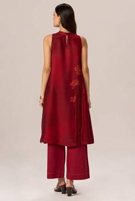 Maroon silk co-ord set 2