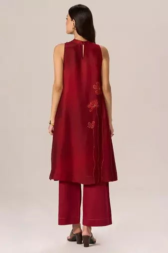 Maroon silk co-ord set