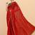Red stripped embellished sequinned saree with embroidered blouse