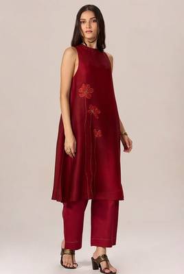 Maroon silk co-ord set 3