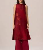 Maroon silk co-ord set