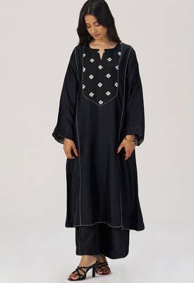 Black silk festive co-ord set 1