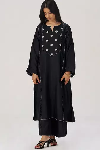 Black silk festive co-ord set