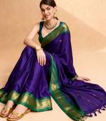 Purple zari  cotton kanjeevaram saree
