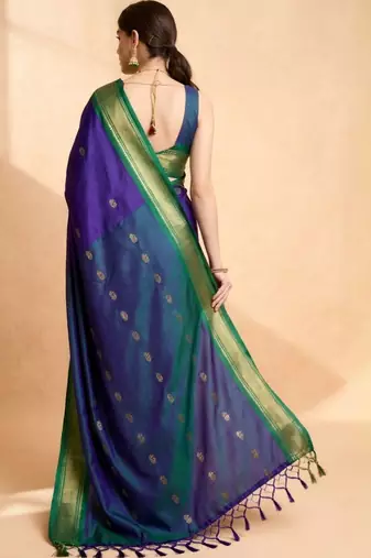 Purple zari  cotton kanjeevaram saree