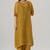 Mustard and brown sheer kurta with brocade festive co-ord set