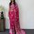 Pink ajrak block mirror work bandhani saree