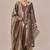 Light brown and soft gold tissue festive kurta set