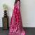 Pink ajrak block mirror work bandhani saree