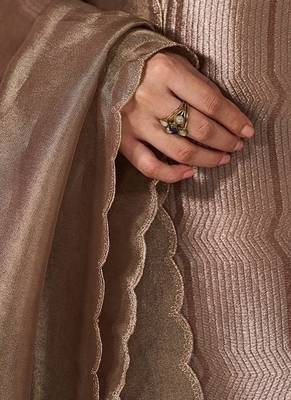 Light brown and soft gold tissue festive kurta set 5