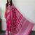 Pink ajrak block mirror work bandhani saree