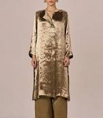 Brass and light gold stripe tissue festive co-ord set