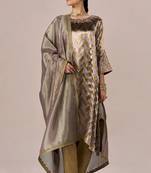 Brass and light gold tissue festive kurta set