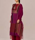 Deep maroon with deep plum festive kurta set