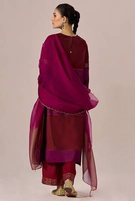 Deep maroon with deep plum festive kurta set 2
