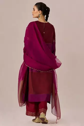Deep maroon with deep plum festive kurta set