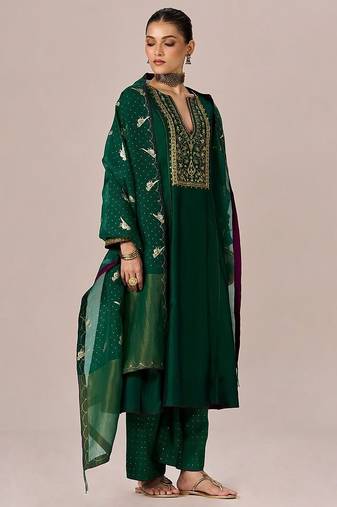 Fresh leaf green festive kurta set