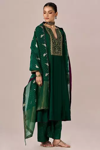Fresh leaf green festive kurta set