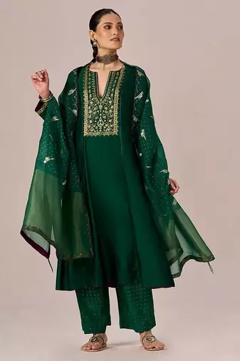 Fresh leaf green festive kurta set