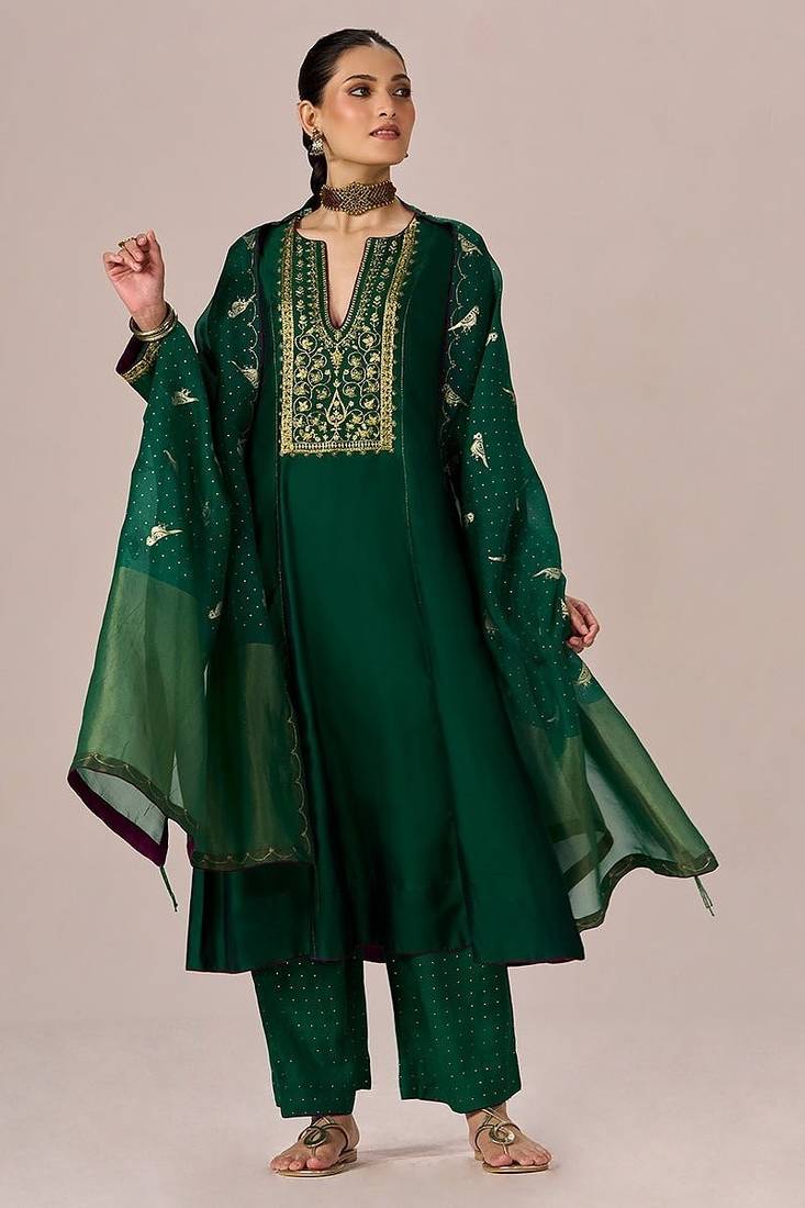 Fresh leaf green festive kurta set