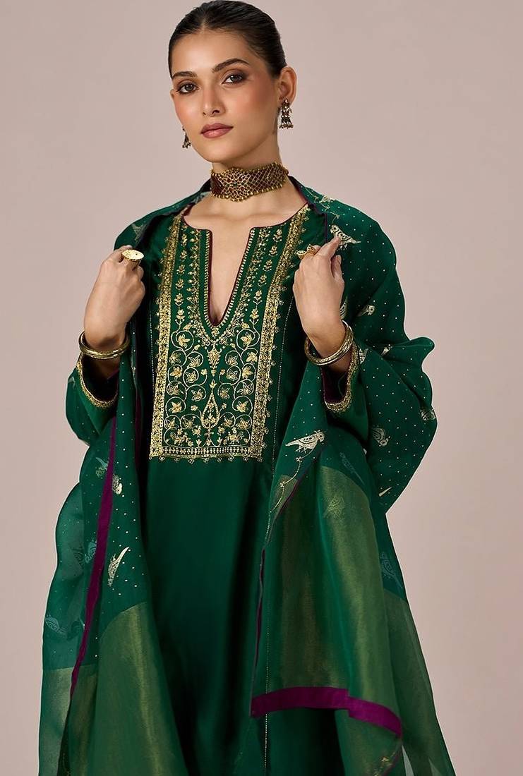 Fresh leaf green festive kurta set