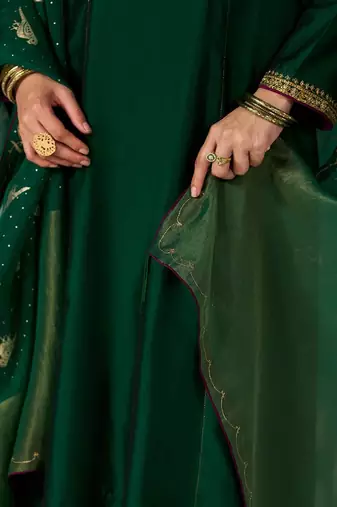 Fresh leaf green festive kurta set