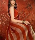 Red sequinned tissue designer leheriya saree