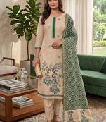 Green muga cotton jamdani pichwai weaving salwar suit
