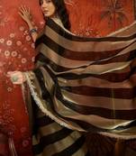 Black sequinned tissue designer leheriya saree