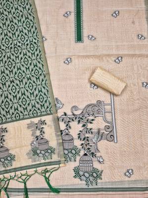 Green muga cotton jamdani pichwai weaving salwar suit 3