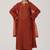 Rust raw silk festive kurta set