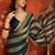 Teal striped zari tissue designer leheriya saree
