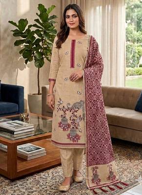 Maroon muga cotton jamdani pichwai weaving salwar suit 1