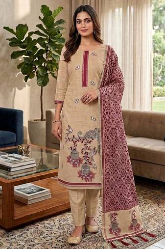 Maroon muga cotton jamdani pichwai weaving salwar suit