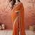 Orange sequin embroidered bandhani printed sarees with unstitched blouse piece