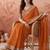 Orange sequin embroidered bandhani printed sarees with unstitched blouse piece