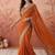 Orange sequin embroidered bandhani printed sarees with unstitched blouse piece