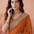 Orange sequin embroidered bandhani printed sarees with unstitched blouse piece