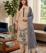 Navy blue muga cotton jamdani pichwai weaving salwar suit