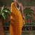 Yellow embellished embroidered laheriya printed georgette ready to wear saree