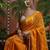 Yellow embellished embroidered laheriya printed georgette ready to wear saree