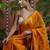 Yellow embellished embroidered laheriya printed georgette ready to wear saree